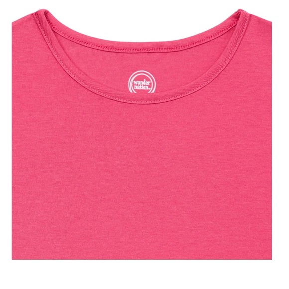 Vibrant Pink Peplum Short Sleeve Tee by Wonder Nation. Made with better cotton - Picture 2 of 4